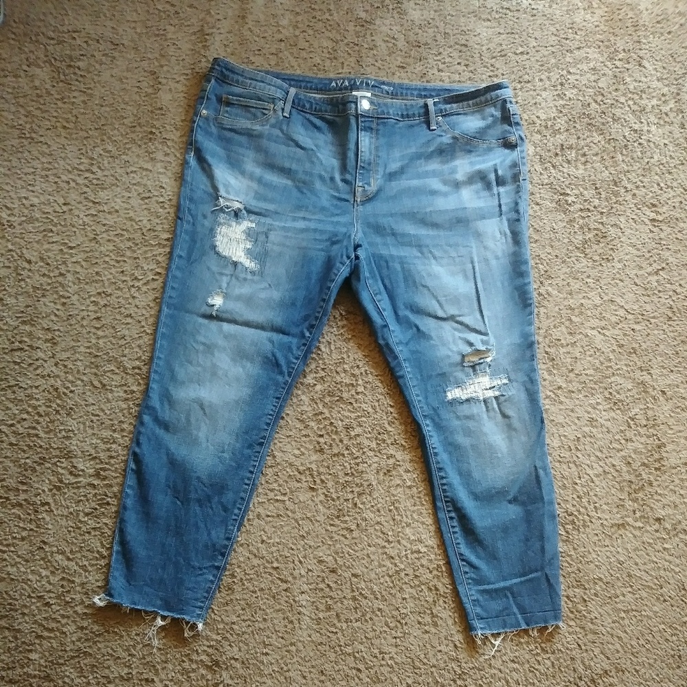 Ava and Viv distressed skinny jeans size 22W